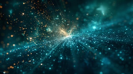 Obraz premium Big Data Stream in Luminous Teal and Gold