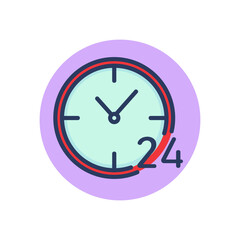 Around the clock line icon. Hour, day and night, always open, time outline sign. Service, support, business concept. Vector illustration for web design and apps