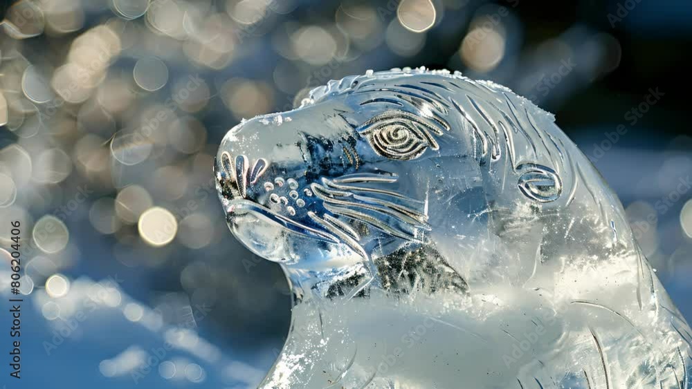 Poster animalshaped ice sculptures ranging from playful seals to majestic polar bears adding a touch of whi