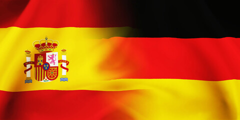 German,Spanish flag together.Germany,Spain waving flag background