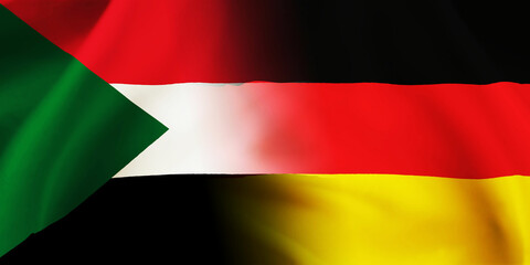 Obraz premium German,Sudanese flag together.Germany,Sudan waving flag background