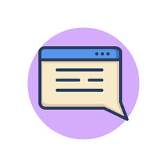 Chat message line icon. Speech bubble, browser, notification outline sign. Communication, internet, network concept. Vector illustration, symbol element for web design and apps