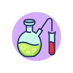 Chemistry thin icons set. Formula of dna molecule, chemical reaction, scientific experiment, medical laboratory. Line vector icons set for lab research, biology, science concept