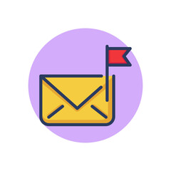 Closed envelope line icon. Flag, important, correspondence outline sign. Message, communication, newsletter concept. Vector illustration, symbol element for web design and apps