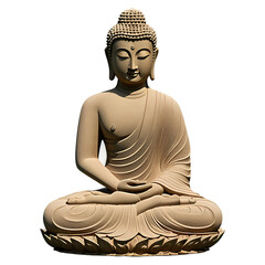 A hand-carved sandstone sculpture of a serene Buddha Transparent Background Images 