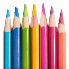 Colorful pencils isolated on transparent background Generative Ai.