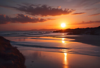 Obraz premium calm sunset in minimal style