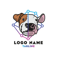 dog and cow logo design, farm animal vector