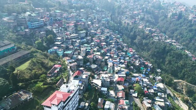 Sikkim mountains, Himalayan villages, tea fields, Darjeeling from the air