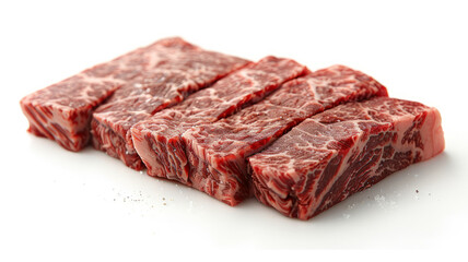 Fototapeta premium Raw marbled beef steaks on white
