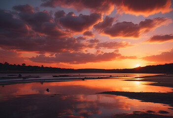 Obraz premium calm sunset in minimal style