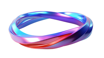3d abstract chrome iridescent on transparent background