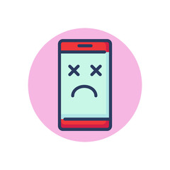 Dead smartphone line icon. Broken phone, failure, error outline sign. Phone repair, service, breakdown concept. Vector illustration, symbol element for web design and apps