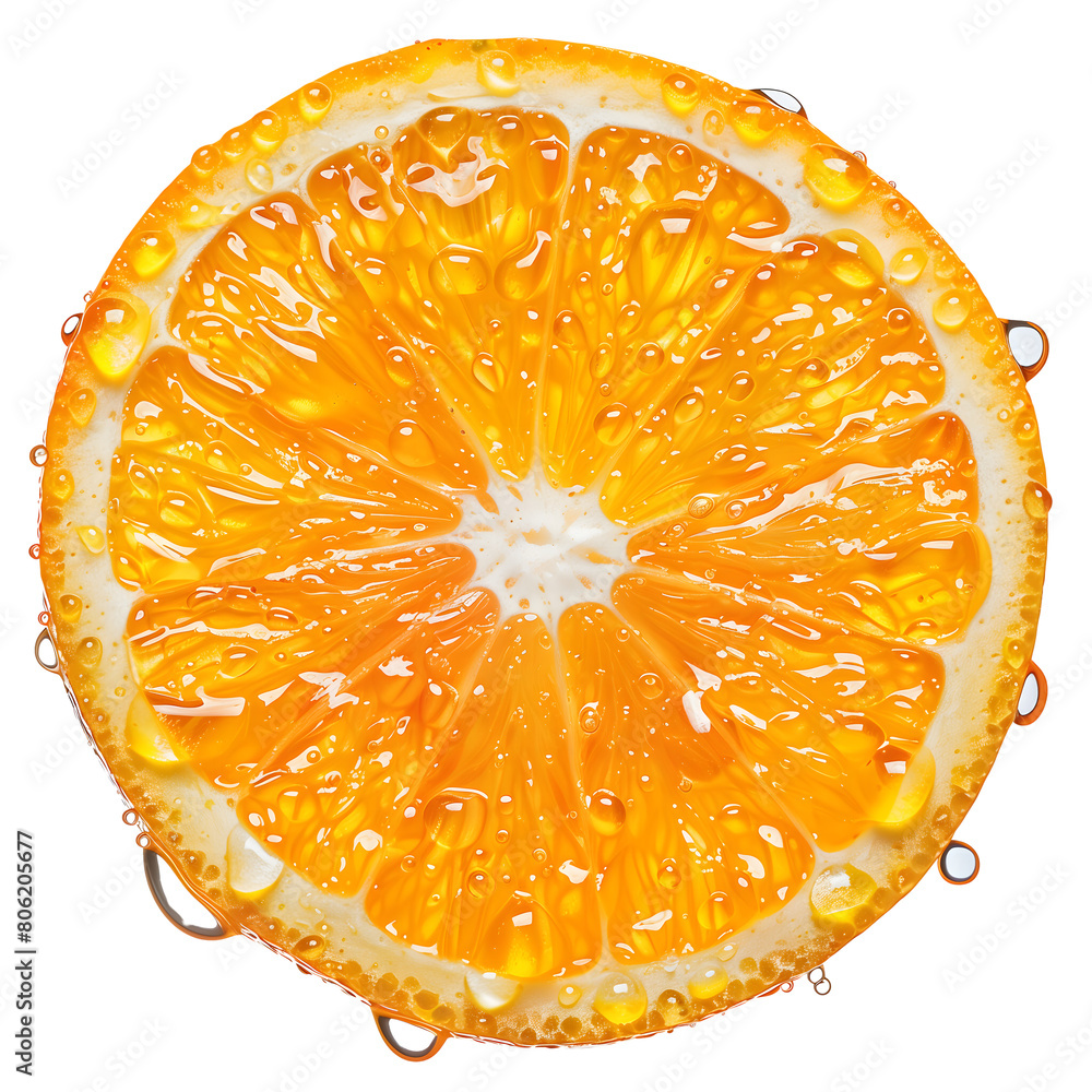 Wall mural fresh orange slice isolated on transparent background generative ai.