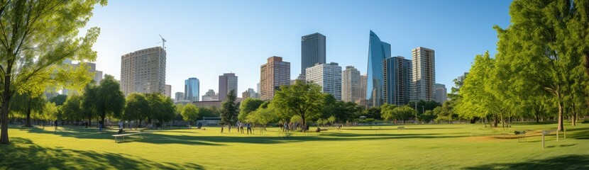 Urban Oasis: Panoramic View of Central City Park, a Tranquil Haven Amidst Bustling Streets
