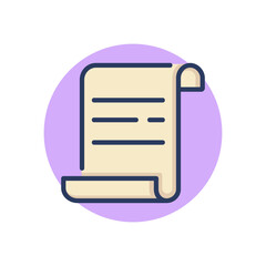 Document line icon. Scroll, contract, certificate outline sign. Paperwork, manuscript, legal paper concept. Vector illustration, symbol element for web design and apps
