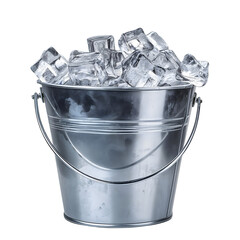 ice in bucket isolated on transparent background Generative Ai.