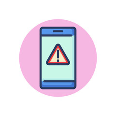 Error notification screen line icon. Smartphone, problem message, warning outline sign. Phone repair, service concept. Vector illustration, symbol element for web design and apps