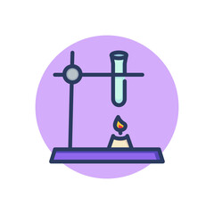 Flask above fire line icon. Experiment, reaction, warming outline sign. Chemistry and science concept. Vector illustration for web design and apps