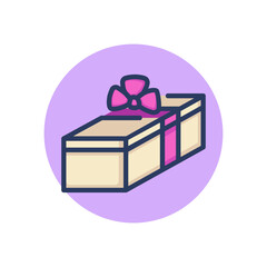Gift box line icon. Present wrap with ribbon and bow outline sign. Surprise, sale, special offer concept. Vector illustration, symbol element for web design and apps
