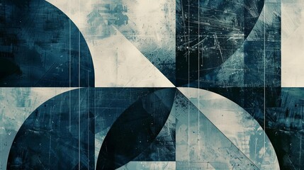 minimalist composition with geometric patterns and cool tones