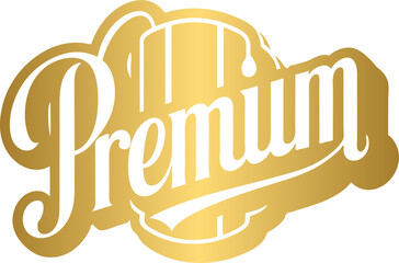 Golden Premium label badge design, text lettering