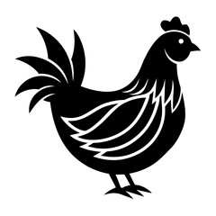 hen and rooster vector icon silhouette illustration
