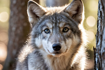 Fototapeta premium Baby gray wolf