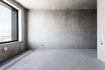 interior of the apartment without decoration in gray colors. rough finish