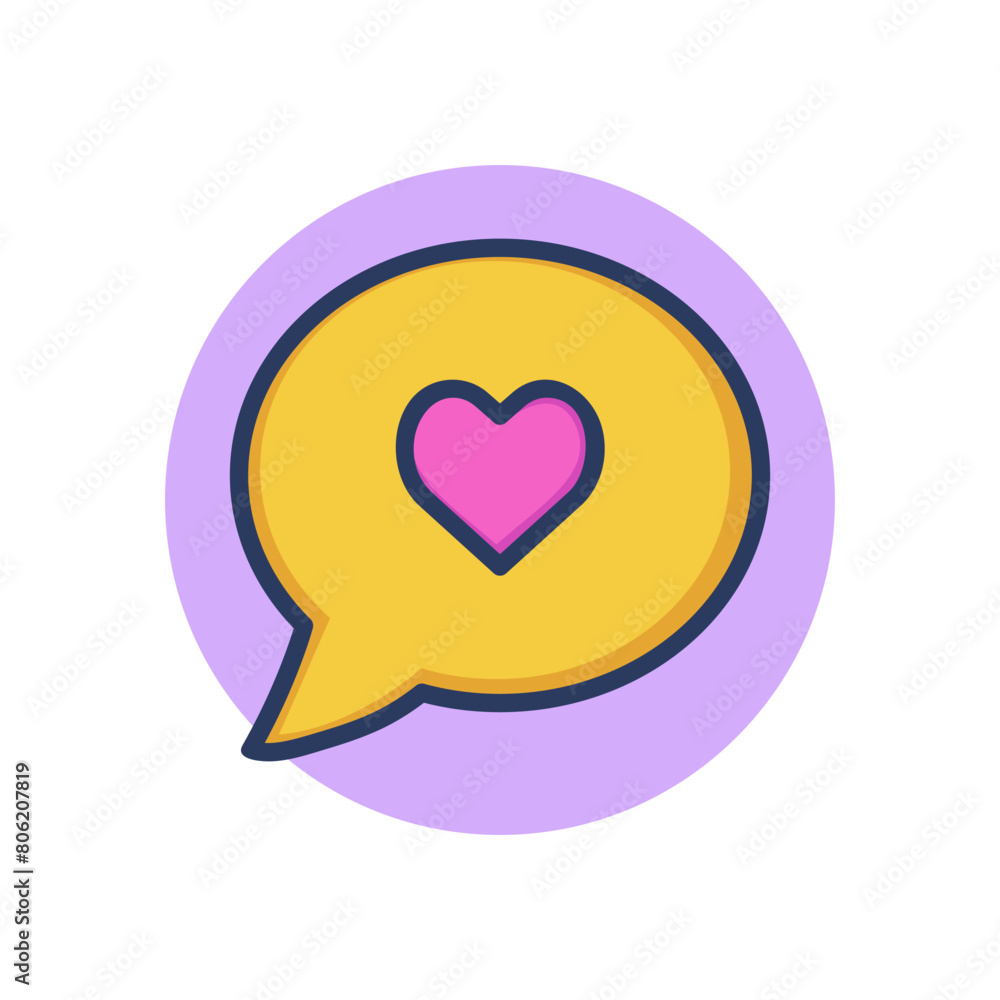 Poster like notification on smartphone line icon. heart in speech bubble outline sign. communication, inter