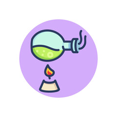 Liquid warming line icon. Reagent, flask, fire outline sign. Chemistry and science concept. Vector illustration, symbol element for web design and apps