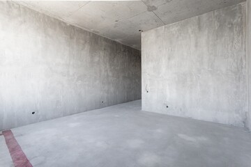 interior of the apartment without decoration in gray colors. rough finish