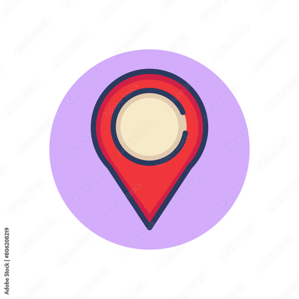 Poster map pointer line icon. location pin, address, place marker outline sign. navigation, destination, tr