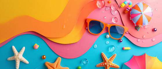 Vibrant summer background perfect for a poster or banner. Use it to promote your summer sale or create a captivating design with a summer fun concept.