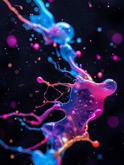 Naklejka premium A dynamic splash of neon colors on a black background, creating a lively and energetic atmosphere