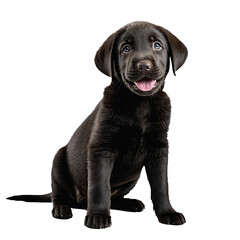 Fototapeta premium black labrador retreiver dog puppy sitting isolated transparent