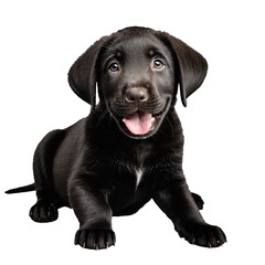 Fototapeta premium black labrador retreiver dog puppy sitting isolated transparent