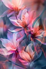 A floral abstract pattern with soft colors and blurred edges, for a delicate and feminine touch