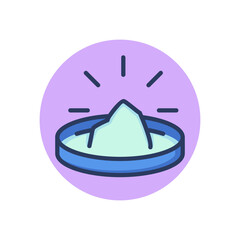 Petri dish with reagent line icon. Reaction, process, experiment outline sign. Chemistry and science concept. Vector illustration, symbol element for web design and apps