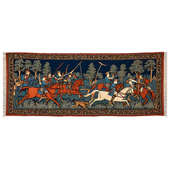 A hand-woven tapestry depicting a medieval hunting scene Transparent Background Images 