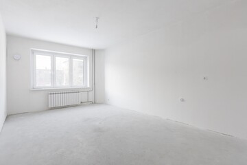 interior of the apartment without decoration in gray colors. rough finish