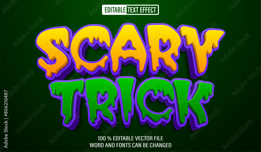 Poster editable 3d text style effect - scary trick halloween text effect template