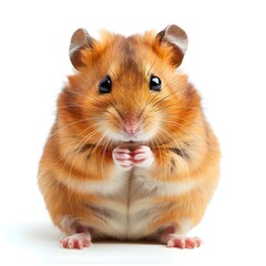 hamster looking cute sitting on white background generative ai