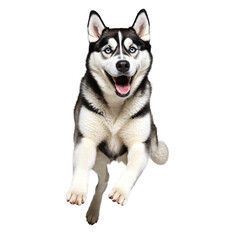 husky dog jumping and running isolated transparent