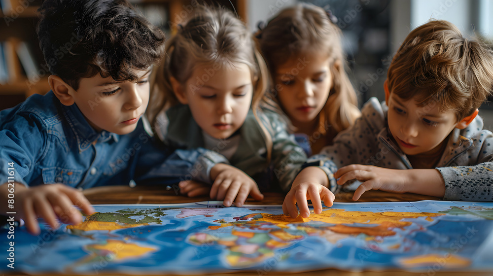 Poster children in classroom learning global population dynamics through interactive activities and maps