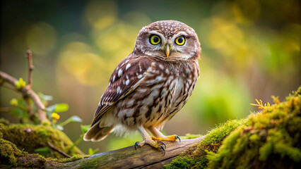 Obraz premium Little owl on nature background