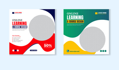 Online course social media post design template