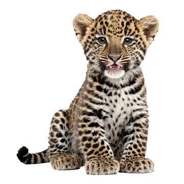 baby leopard sitting isolated transparent photo