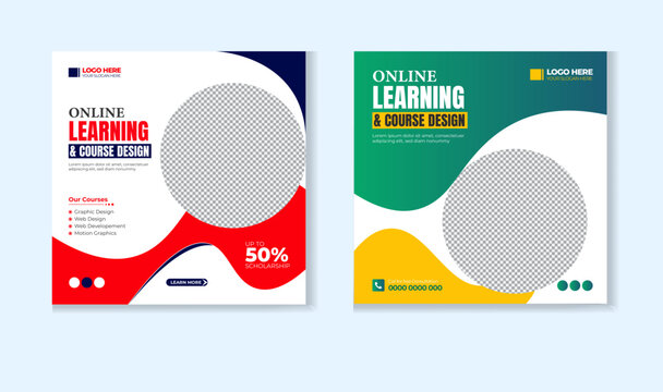 Online course social media post design template