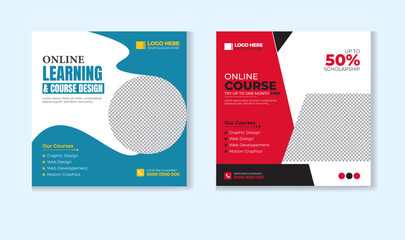 Online course social media post design template